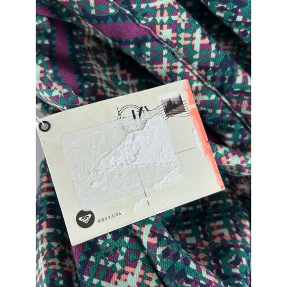 ROXY Backpack Multicolor Diamond Geometric Print Cinch Dual Strap Cotton Blend - Picture 12 of 14